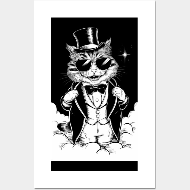 Cool Rich furry cat in sunglasses Wall Art by Spaceboyishere